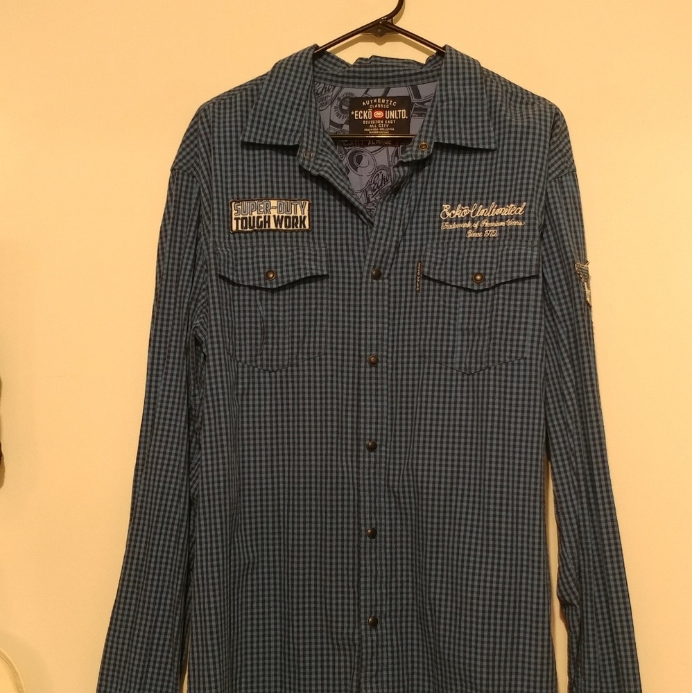 Mens long sleeve checkered Ecko Unltd shirt
